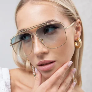 Metal Big Frame Oversized Square Sunglasses Women Men