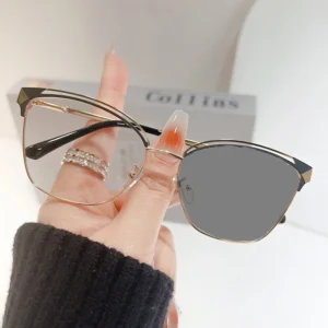 Metal Cat Eye Eyeglass Optical Fashion Computer Glasses Anti Blue Light Photochromic Glasses Spring Hinge for Eyeglass Frames