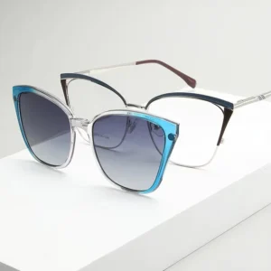 Metal Cat Eye Magnetic Clip on Glasses 2 in 1 Polarized Sunglasses Prescription Optical Frame G2256