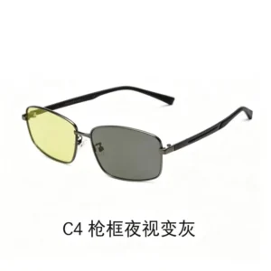Metal Frame Night Vision Color Changing Anti Fatigue Driving Sunglasses for Men Square Outdoor Style