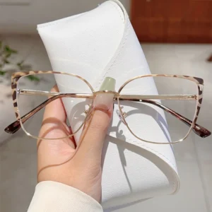 Metal Hollowed Frame Eyewear Cat Eye Anti Blue Light Blocking Prescription Multi Color Eyeglasses