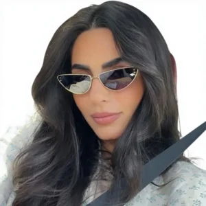 Metal Sexy Cat Eye Women’s Sunglasses Pink Triangle Sunglasses Fashion Small Frame Black Glasses Shades Men