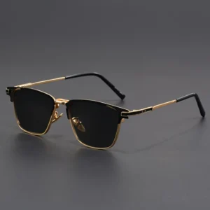 Metal Square Glasses Half Frame Shades for Man Woman Retro Rivet Mirror