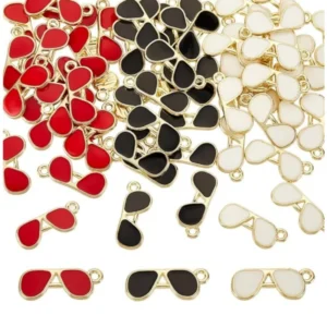 Mini Enamel Pendant Glasses Sunglasses Charm Colored Eyeglass Pendants for Earrings Necklaces Jewelry Making DIY Crafting 8x18mm