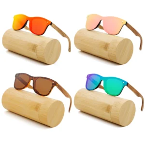 Minimalist Custom Engraved Logo Sunglasses Handcrafted Wood Frame Polarized Lenses for Golf and Shopping
