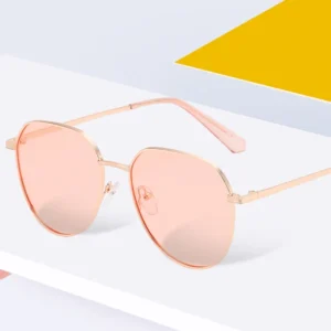 Minimalist Outdoor Sunglasses Unisex Rose Gold Metal Frame Polarized Light Custom Logo Women’s Ins Sun Visor Powder Glass