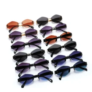 Mixed Styles Rimless Fashion Women’s Metal Sunglasses with Spring Hinge UV400 Gafas De Sol Sun Glasses