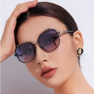 Model 31942 Hexagon Women Metal Sunglasses Polarized Sunglasses Ready Stock Eyeglasses Frames Ray Sun UV400