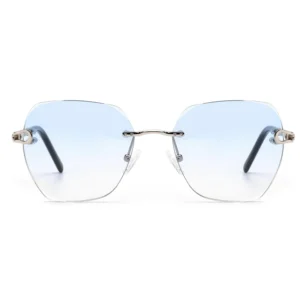 Model S25657 Rimless Sunglasses Metal Oversize Frame Luxury Design Glasses Gradient Lens Sun Glasses Ready Stock