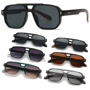Modern Charm Fashion Sunglasses Unisex Elegant Square Brown Double Bridge UV400 Protection