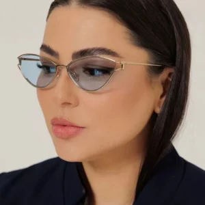 Modern European American Retro High End Gradient UV400 Sunglasses Unisex Cat’s Eye Metal Slimming Square Face Outdoor Street