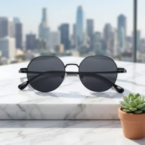 Modern Fashionable Daily Wear Semi-Titanium Sunglasses Custom Men Women Polarized Round