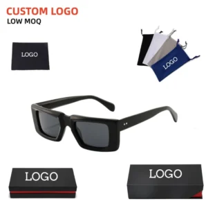 Modern Vintage Rectangle Acetate Frame UV Protection Sunglasses for Men