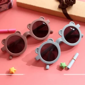Morandi Color Girls Boys Sunshade Bear Cartoon Children’s Sunglasses With UV400
