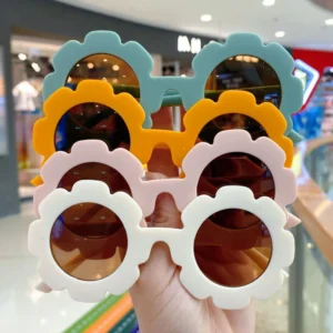 Multi-color Plastic Sunflowers Fashion Custom Logo UV400 Cute Baby Children Kids Sunglasses