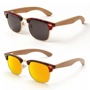 Natural Bamboo Sunglasses Custom Logo Eco Friendly Eyewear Trendy Wooden Sun Glasses