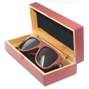 Natural Bamboo Wood Rectangular Sunglasses Case Gift Box