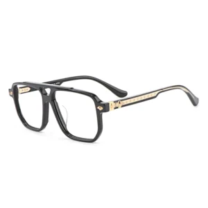 New Acetate Large Frame Black Optical Prescription Luxury Brand Customizable Anti Blue Light Reflective Lenses Men Glasses