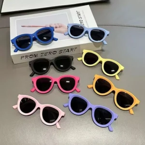 New Arrival Candy Color PC Light Weight Children Kids Sunglasses Round Frame Fashionable Sunglasses for Boys Girls