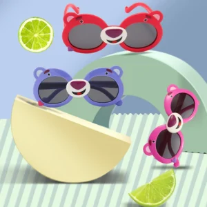 New Arrival Cute Children Eyewear Kids Shades Colorful Silicone Bear Frame Polarized Sunshades for Girls and Boys
