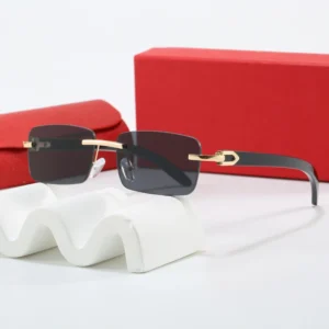 New Arrival Luxury Square Designer Sunglasses Buffalo Horn Frames Uv400 Rimless Sunglasses