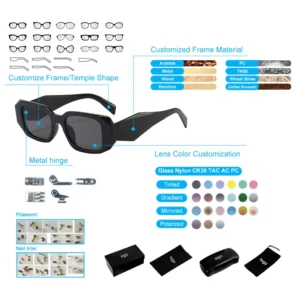 New Arrival Square Frame Customized Designer UV400 Women Men Glasses Women Men Sunglasses
