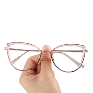 New Arrival Women’s Cat Eye Metal Frames Photochromic Anti Blue Light Optical Glasses
