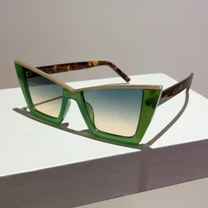 New Cat Eye Sunglasses Women Fashion Oversized Gradient Color Shades Eyewear Semi Metal Cateye Frame Sun Glasses