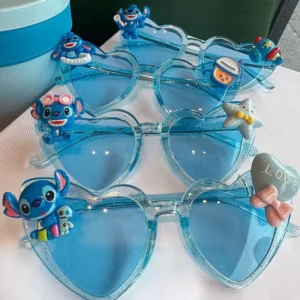 New Design Cartoon Cute Stitch Children Sunglasses Heart Shaped Acrylic Sunglasses Sunscreen Portable Sunglasses Kids Party Gift