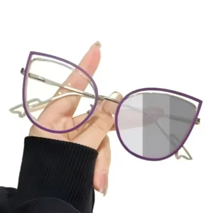 New Design Fashion Cat Eye Computer Glasses Woman Eyewear Photochromic Sunglasses Metal Glasses Frame Trendy Sunglasses