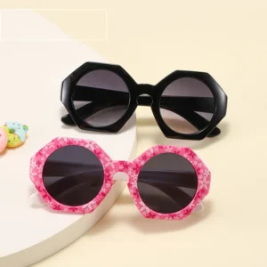 New Design Flower Printed Party Sunglasses Baby Polygon Sunglasses UV400 Protection Kids Eyewear Custom Logo