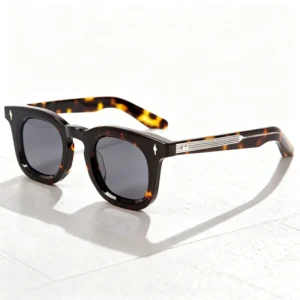 New Design High End Polarized Sunglasses Custom Logo Popular Classic Square Acetate Sun Glasses for Men Orange Blue Mirror