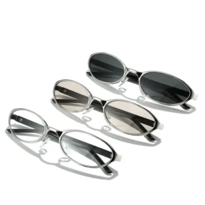 New Design Trendy Metal Oval Silver Frame Men Sunglasses Punk Luxury Brand UV400 Sun Glasses