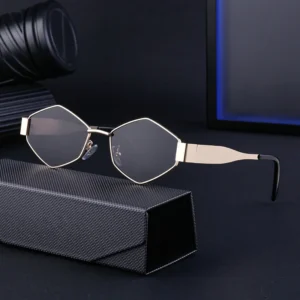 New Designer Fashion Irregular Metal Frame Sun Glasses Custom Logo High Quality Punk Sunglasses Women