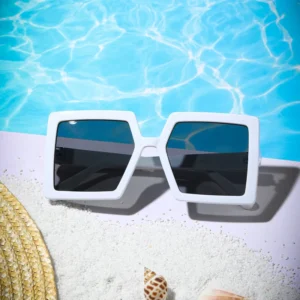 New Designer Square Big Frame Seaside Beach Color Plastic Manufacture UV400 Lens Women Unisex Shade Retro Sunglasses