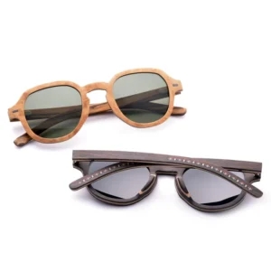 New Designer UV400 Sunglasses Unisex Vintage Square Wood Frame with Polarized Olive Green and Black Lenses Oak Wood Style