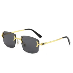 New Designer Women’s Glasses Rectangular Diamond Cut Frameless Sunglasses Men’s Luxury UV400 Sunglasses