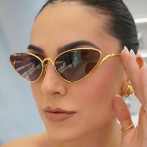 New European American Fashion Cat-Eye Sunglasses UV400 Protection Metal Irregular-Shaped Versatile Trendy Popular