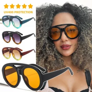 New Fashion Design Shades High Quality Custom Logo Private Label Men Women Big Round PC Frame Orange Lens Sunglasses