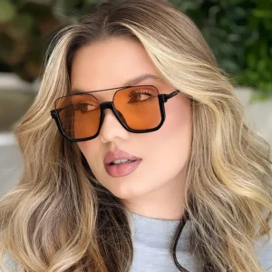 New Fashion Double Beam Half Frame Men’s Women’s Sunscreen Sun Glasses Anti Blue Light Glasses Frame Metal Trendy Sunglasses