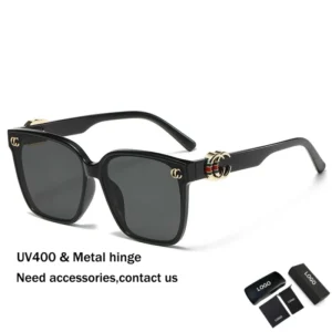 New Fashion Eyewear 3 Colors Large Frame Metal Hinge UV400 Sunglasses for Men Women