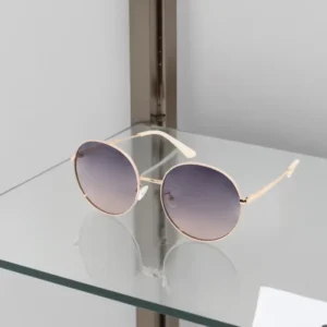 New Fashion Full Frame Metal Vintage Round Frame Metal Pink Personality Luxury Glasses Women’S Sunglasses