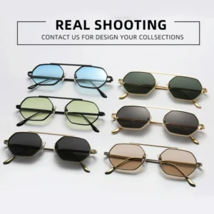 New Fashion Metal Square Frame Sunglasses for Men Trendy Classic Driving Shades