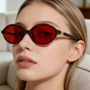 New Fashion Oval Female Optical Red Sheet Sleep Eyeglasses Commuter Anti-blue Light Glasses Frame