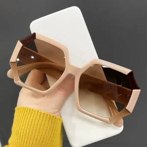 New Fashion Personality Irregular Men’s Sunglasses Custom Logo Retro Large Frame Gradient Color Women’s Sunglasses