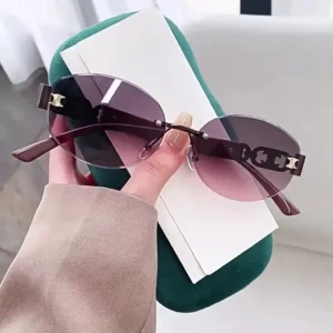 New Fashion Sun Glasses Oval Frameless Premium Edge Cutting Women’s Sunglasses