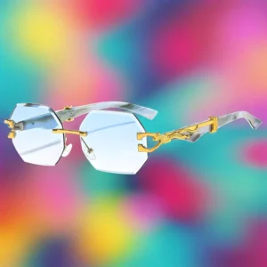 New Fashion Unisex Diamond Cut Rimless Polygonal Sunglasses High Quality Italy Luxury Design Lightweight Sun Glasses