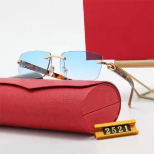 New Fashion Upscale Custom Buffalo Horn Shape Small Square Trendy Shade Sun Glasses Rectangle Rimless Sunglasses Men Women