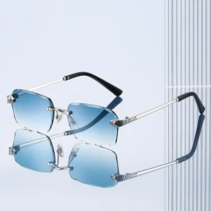 New Frameless Polygonal Sunglasses UV400 Vintage Leopard head Fashion Trend for Street style Designer Brand Glasses
