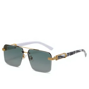 New Frameless Square Trim Double Beam Sunglasses Cross Border Marble Wood Grain Leg